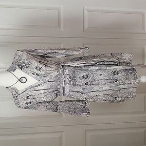 Lucy Paris Black & White Animal Print 3/4 Sleeve Wrap Dress - Size S